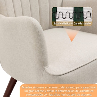 Foto 7 | Sillon Individual Terciopelo Sillon Occasional De Madera Beige Gomyhome