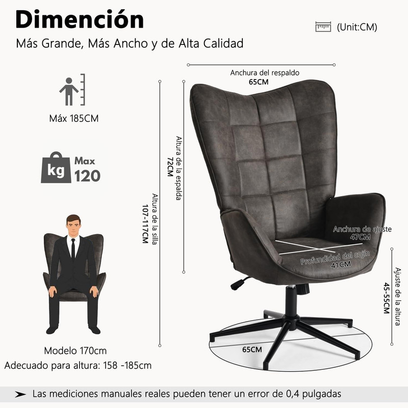 Foto 3 pulgar | Sillón Individual Con Brazo Sillón Ejecutiva Ergonómica Gomyhome