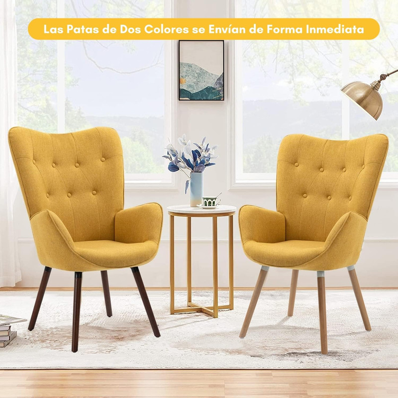 Foto 4 | Sillón Individual Terciopelo Amarillo Gomyhome