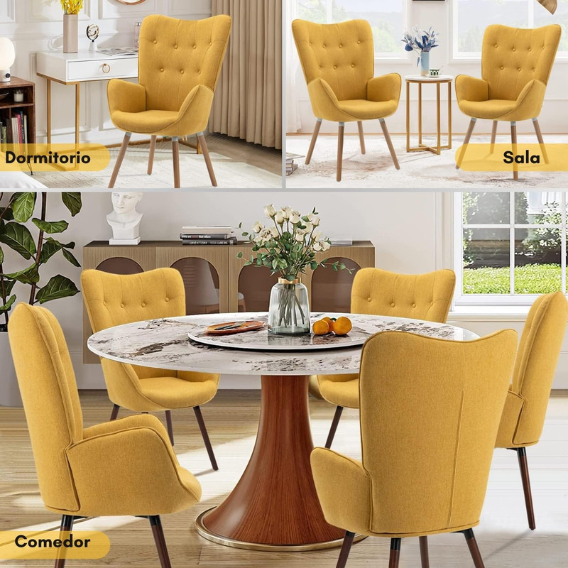 Foto 7 | Sillón Individual Terciopelo Amarillo Gomyhome