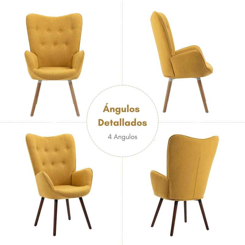Foto 8 | Sillón Individual Terciopelo Amarillo Gomyhome