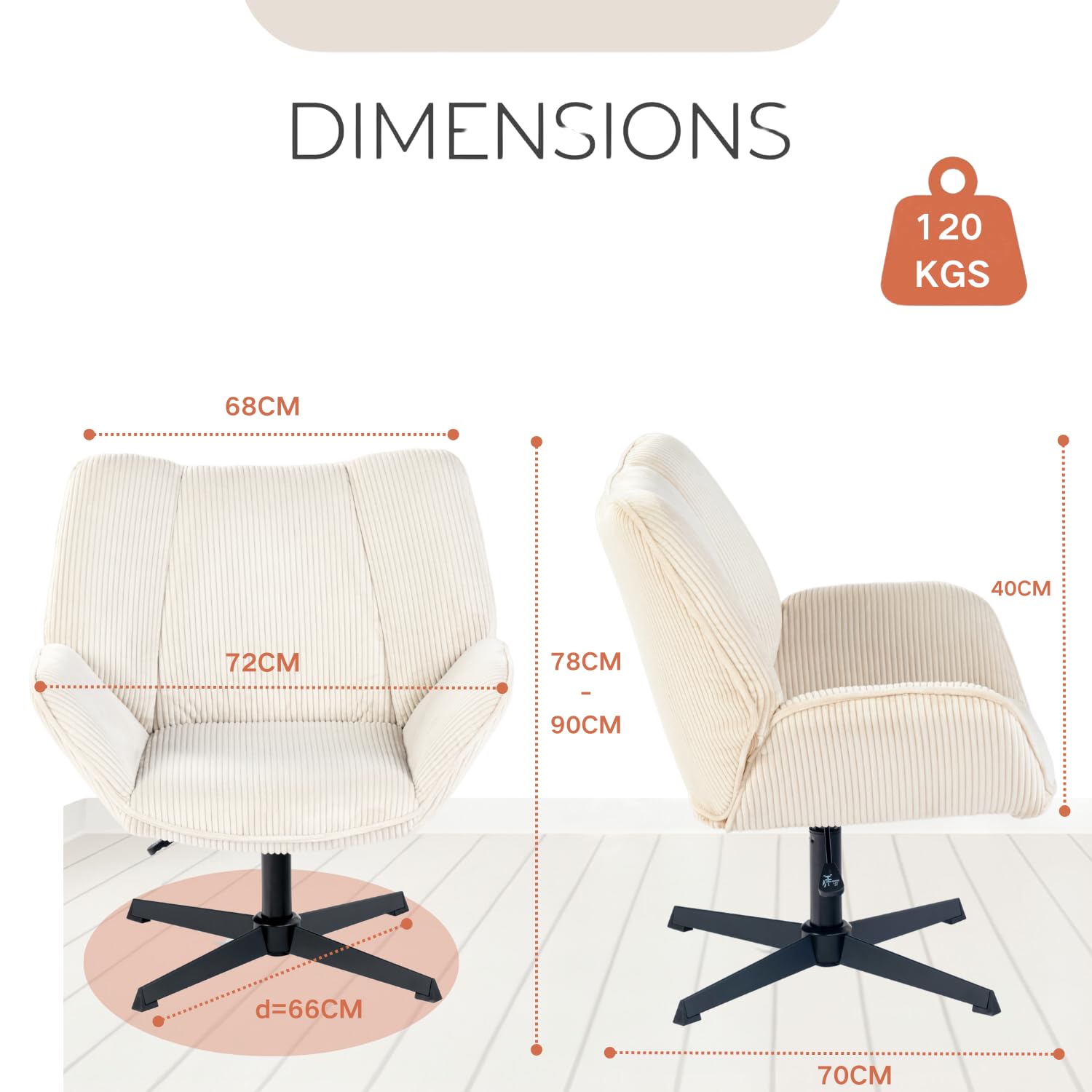 Foto 3 pulgar | Sillón Individual Gomyhome En Altura Ajustable 78-90cm Beige