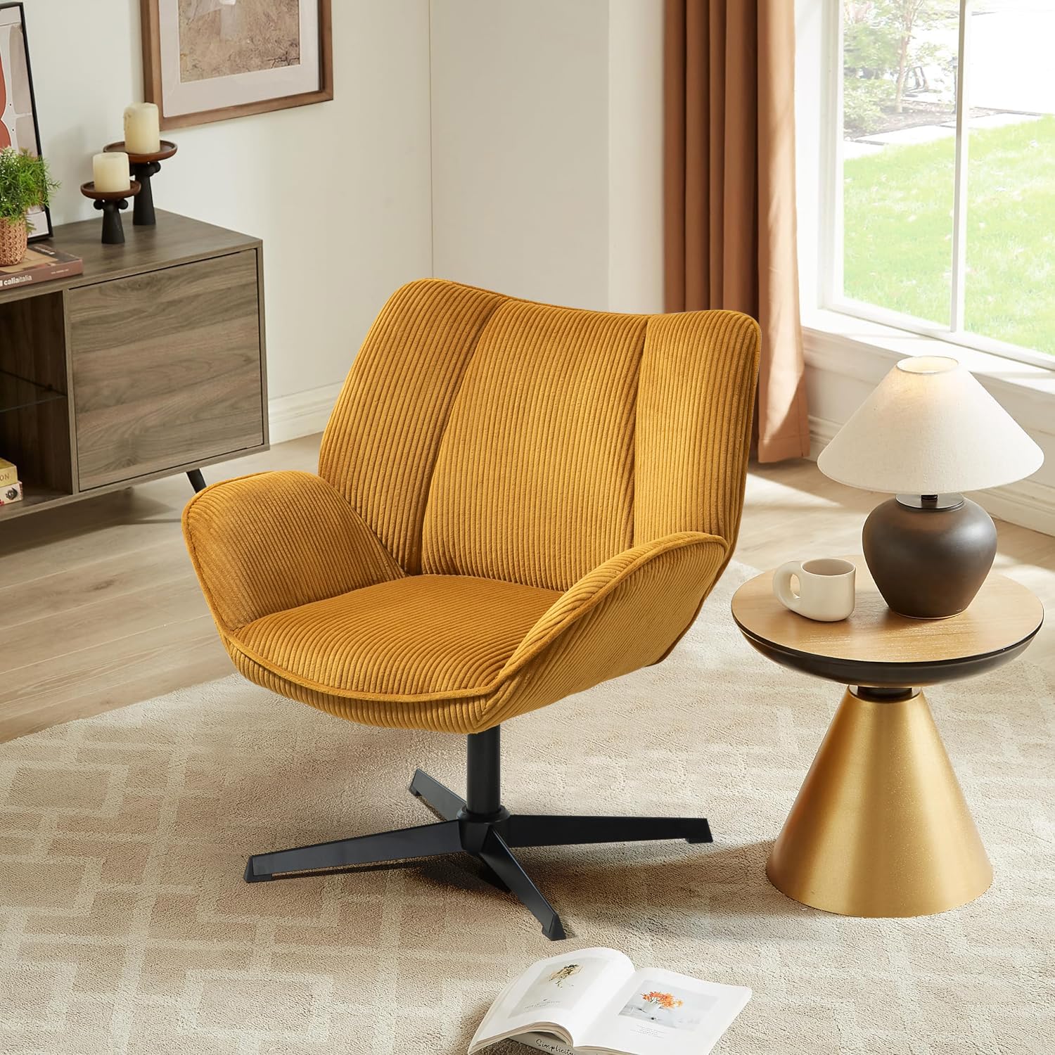 Sillón Individual Moderna En Altura Ajustable 78-90cm Amarillo Gomyhome