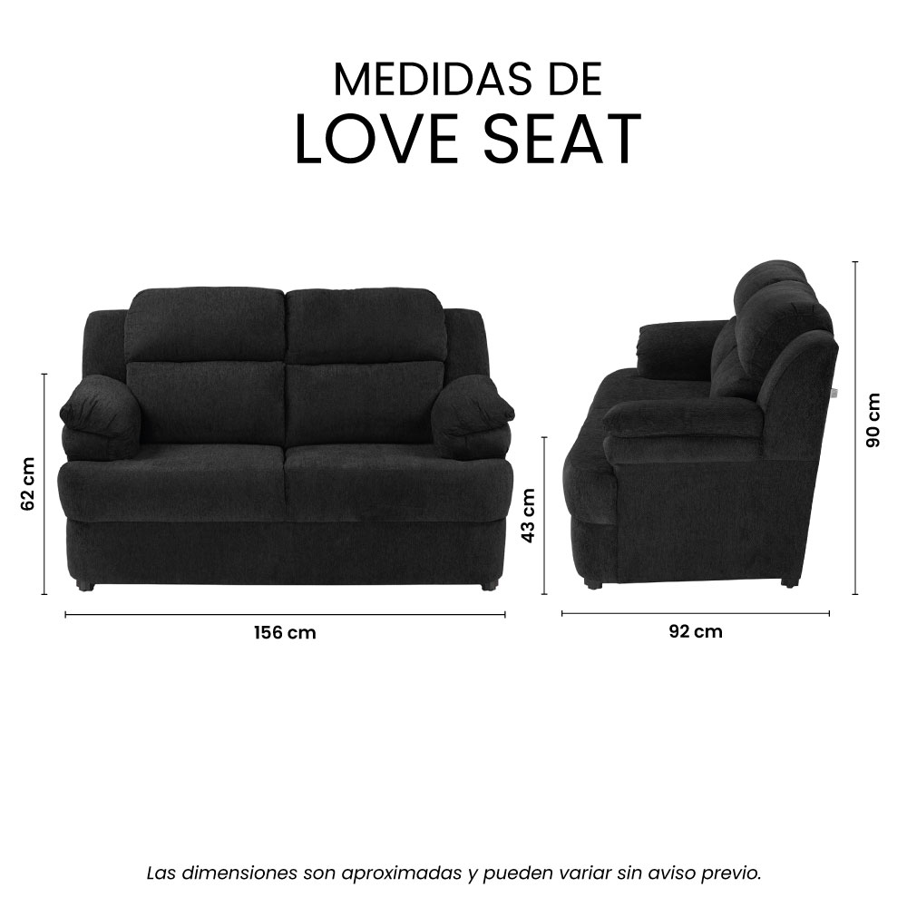 Foto 7 | Love Seat Trinity Kendra Color Negro 2 Plazas