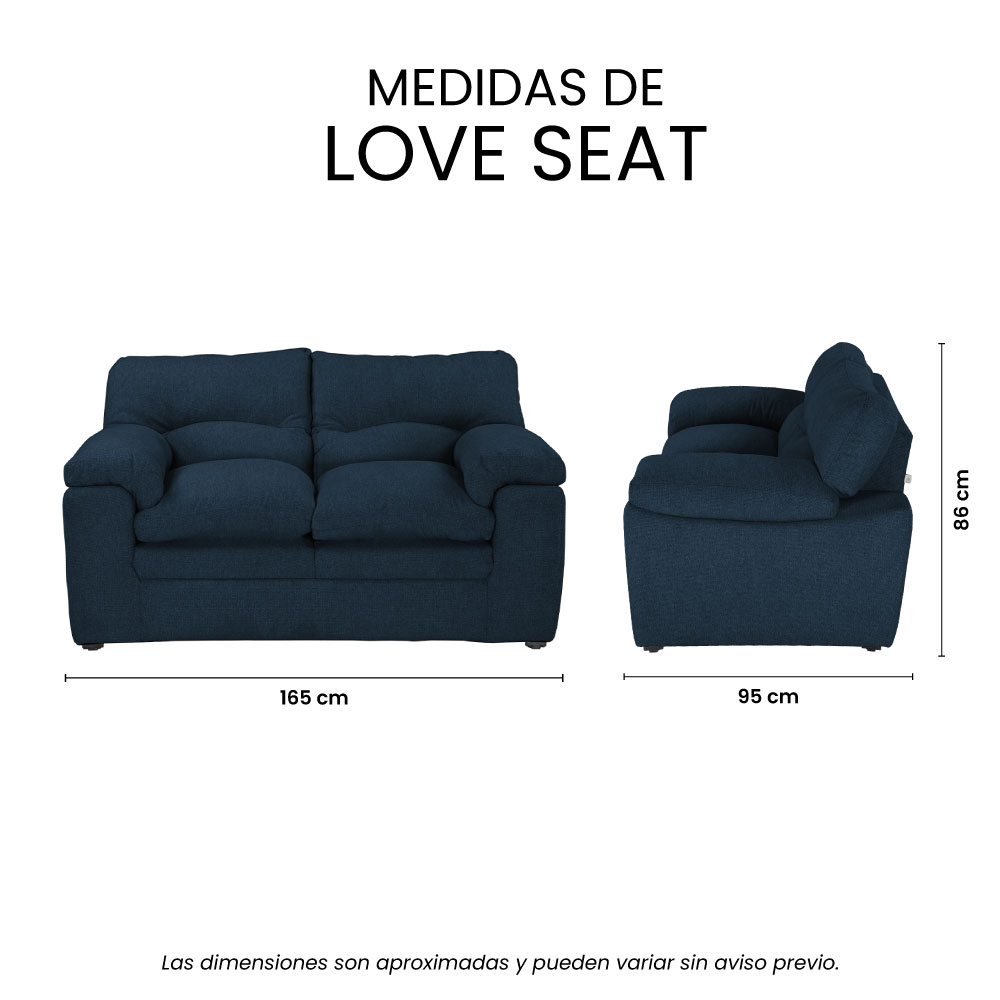 Foto 9 pulgar | Love Seat Trinity Cosmo Color Azul 2 Plazas