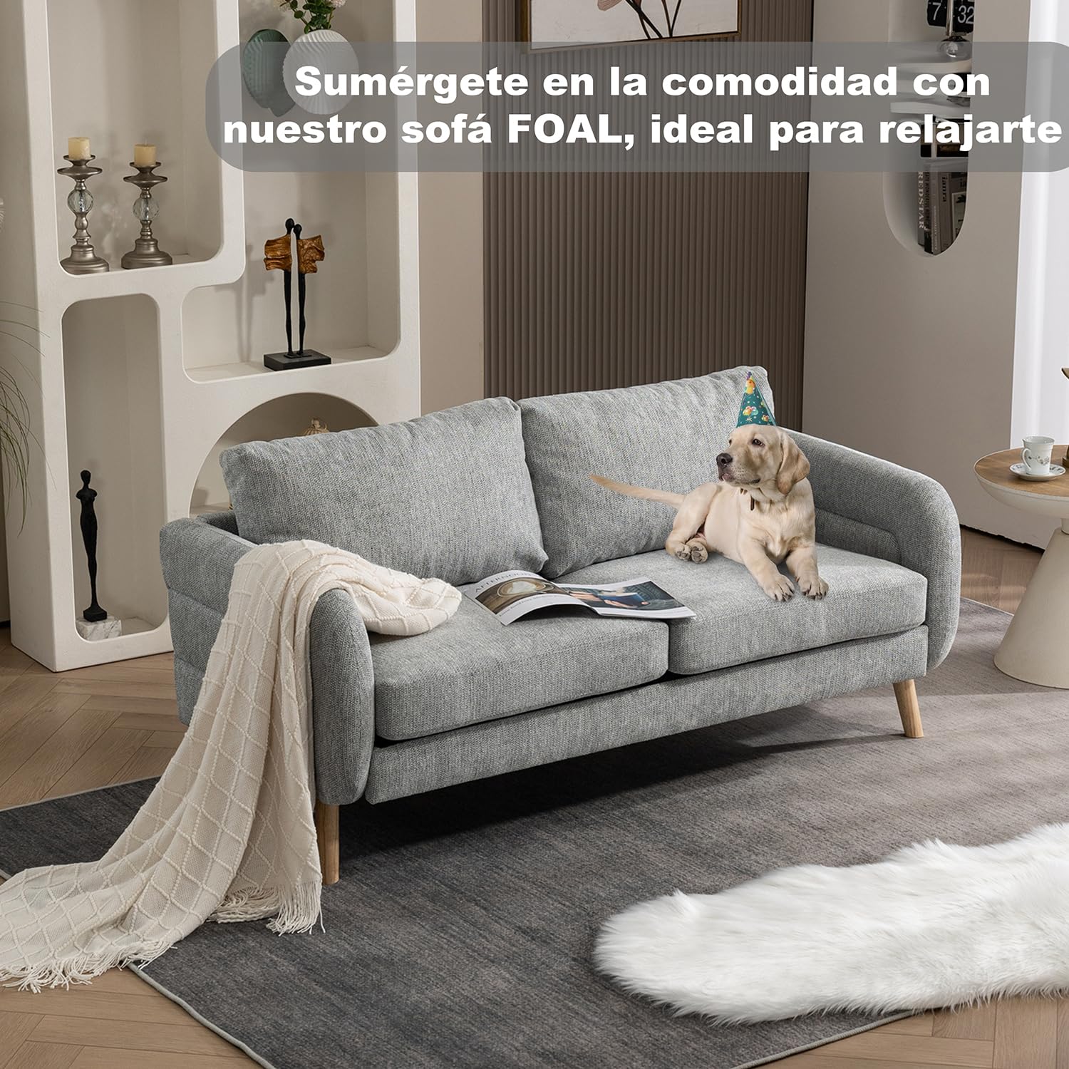Foto 4 pulgar | Loveseat FurnitureR Foal Gris