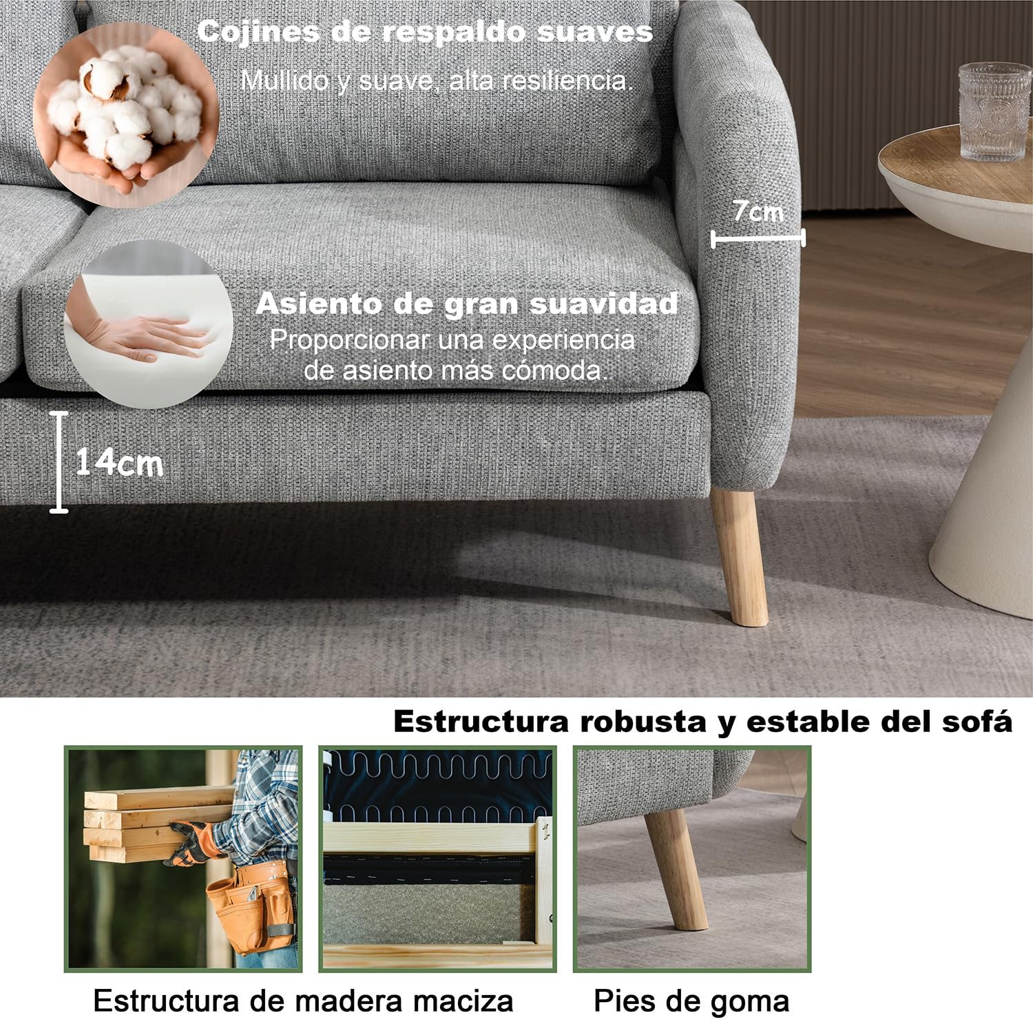 Foto 8 pulgar | Loveseat FurnitureR Foal Gris