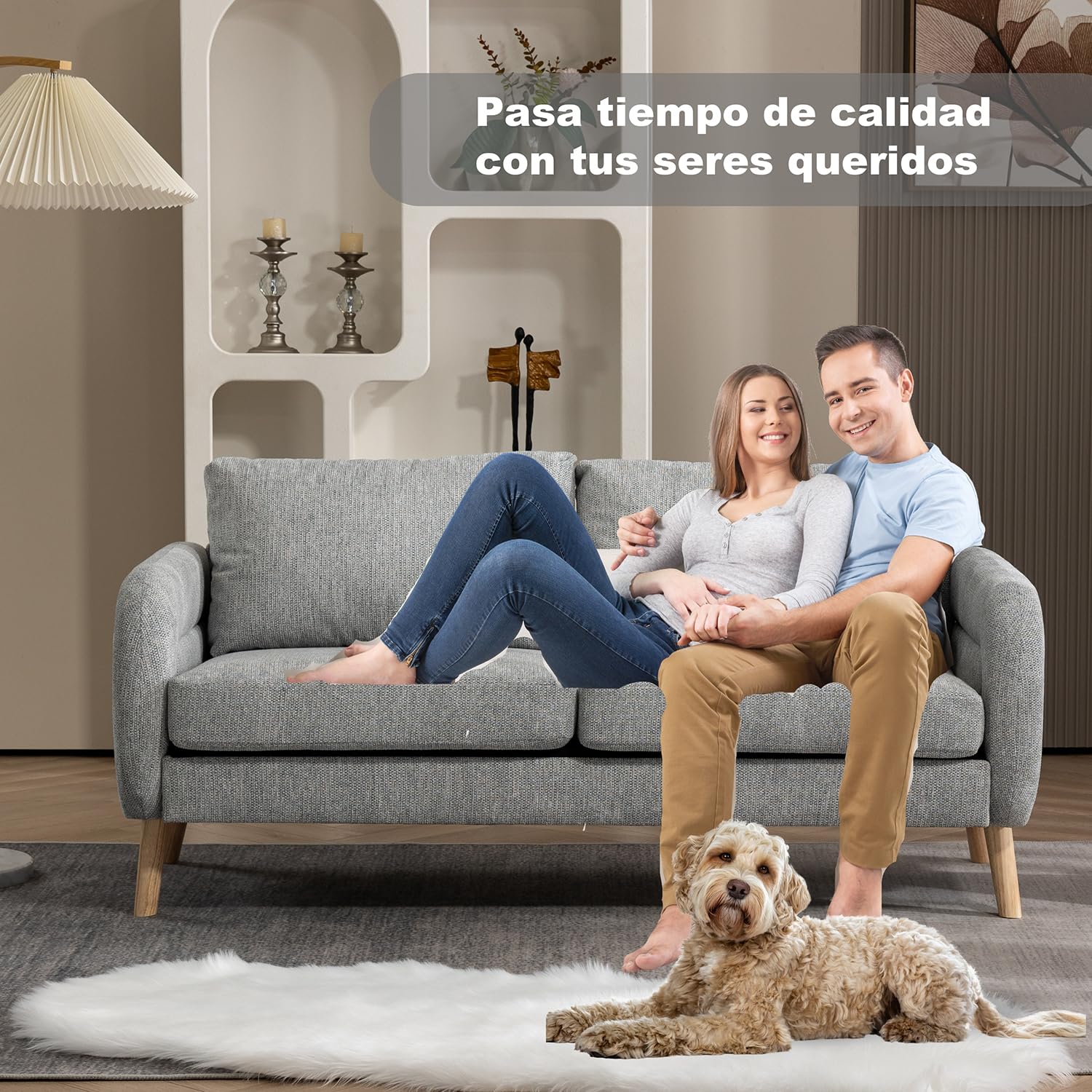 Foto 9 pulgar | Loveseat FurnitureR Foal Gris