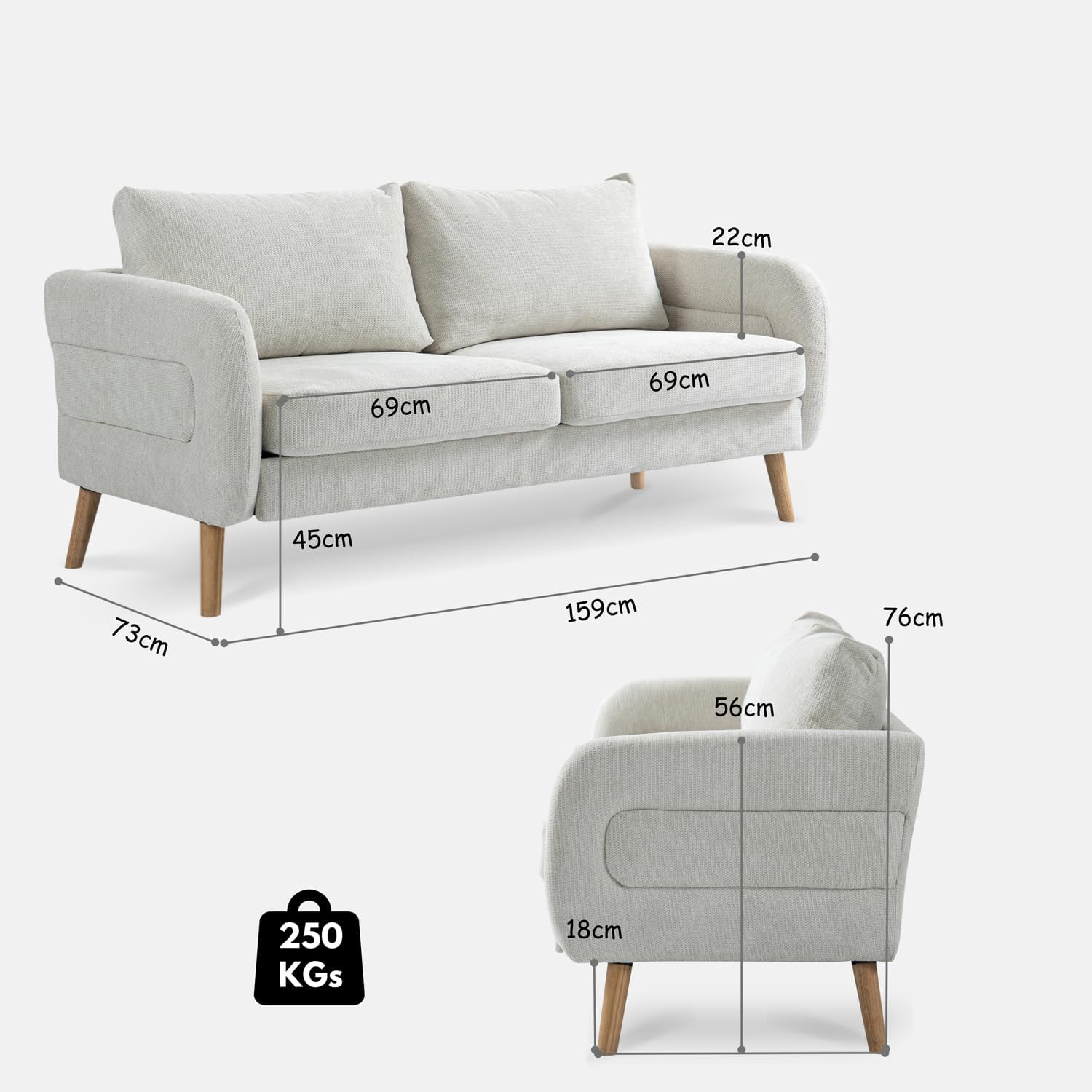 Foto 6 pulgar | Loveseat FurnitureR Foal Beige