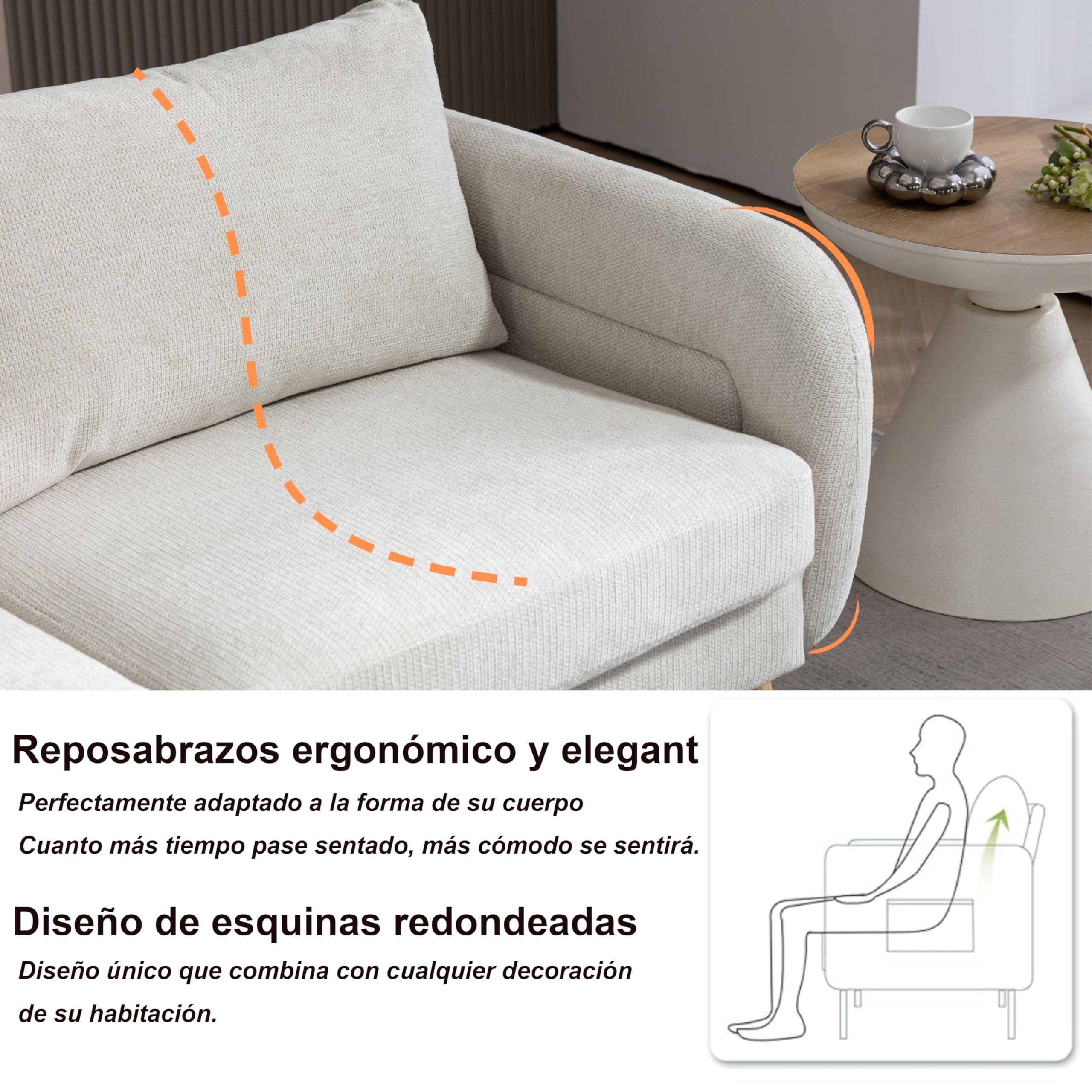 Foto 7 pulgar | Loveseat FurnitureR Foal Beige