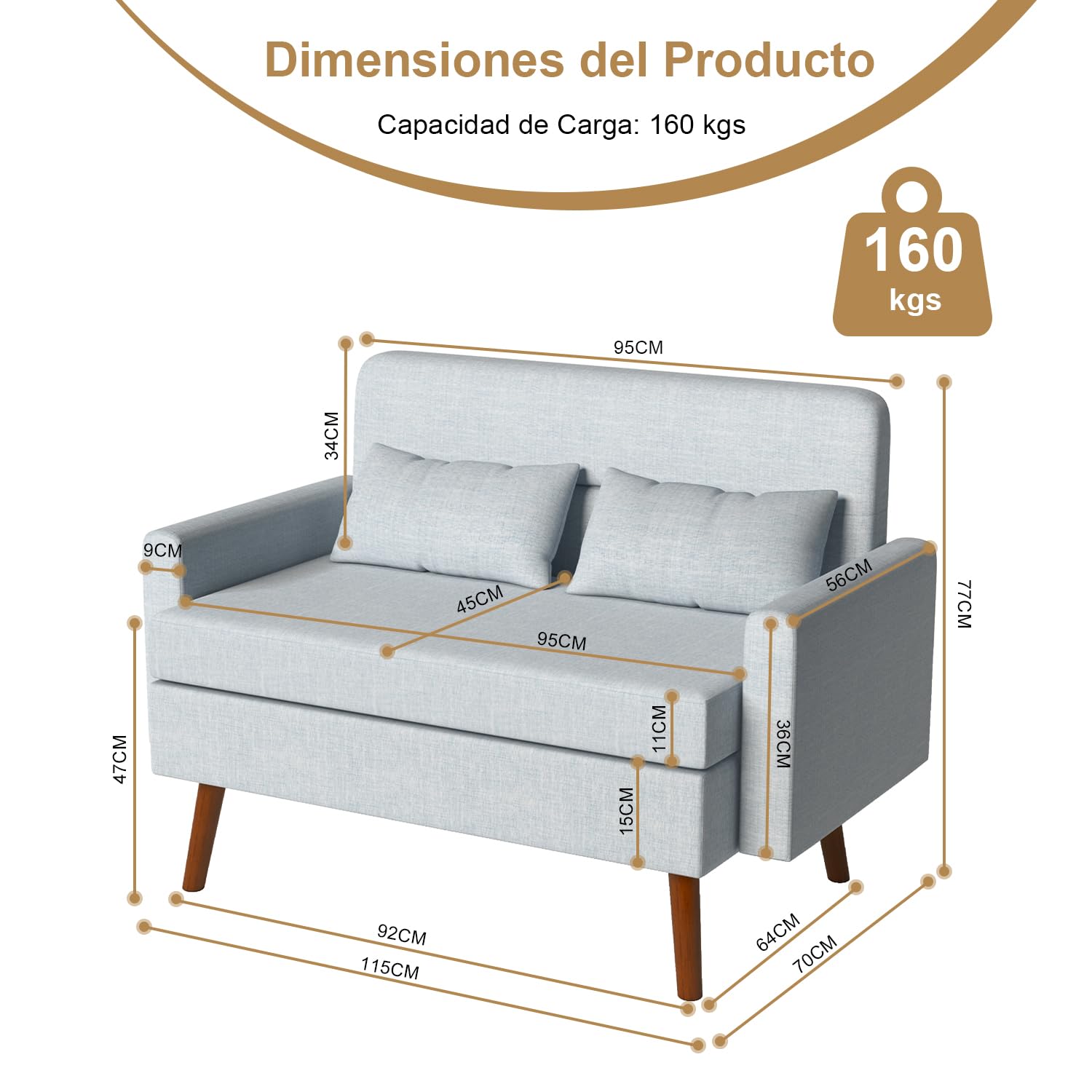 Foto 4 pulgar | Sofá Furniturer Ania Gris
