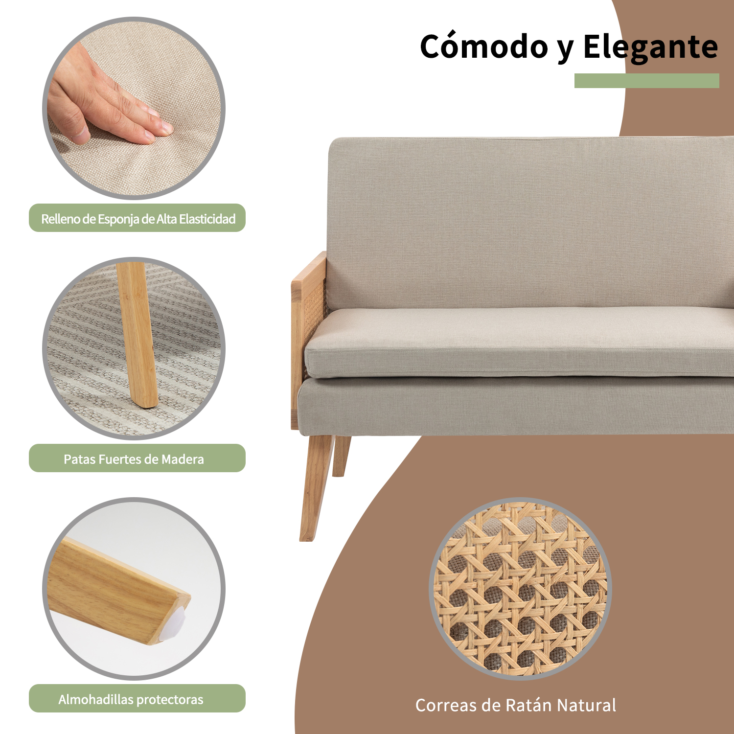 Foto 9 pulgar | Sofá Yatahome Versátil De 2 Plazas Con Estilo Natural