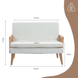 Foto 8 | Sofá De Dos Plazas Moderno Y Malla De Ratán Marco De Madera Yatahome Dian-d Blanco