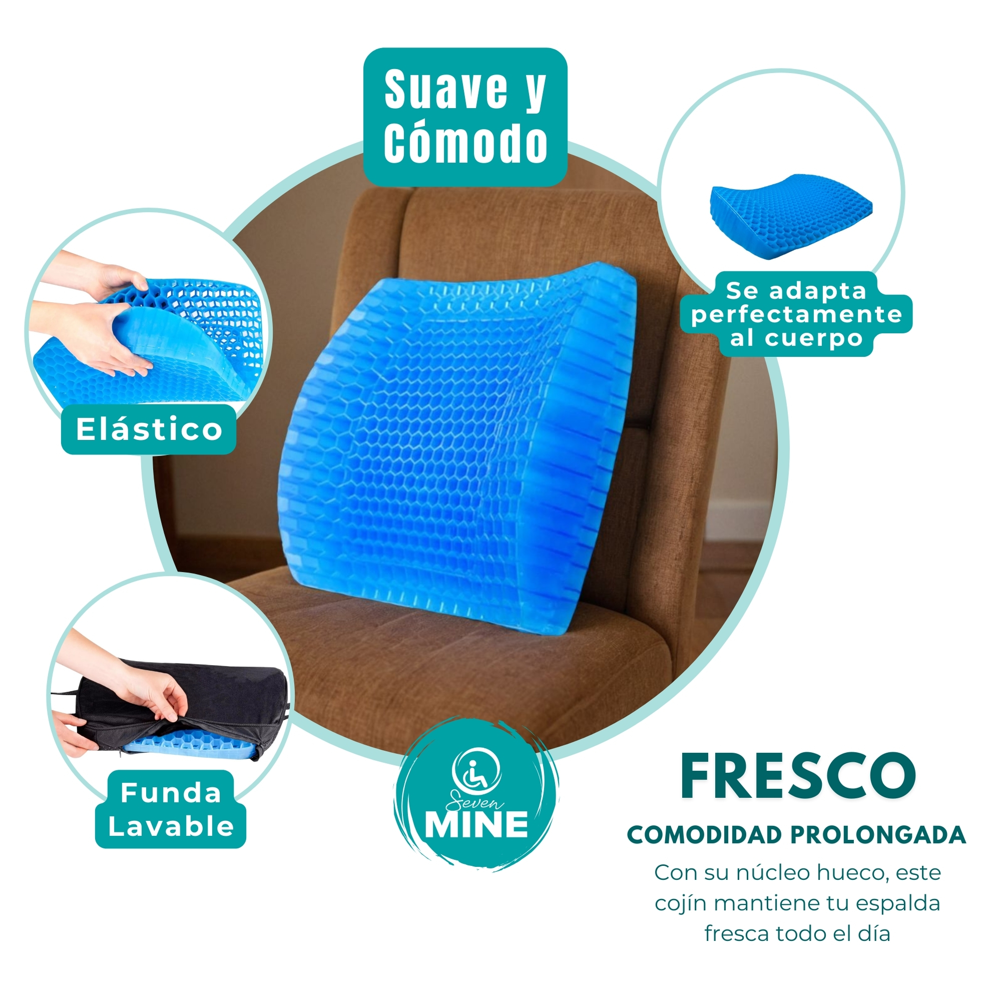 Foto 9 pulgar | Cojín de Soporte Lumbar SC Super Confort de Gel