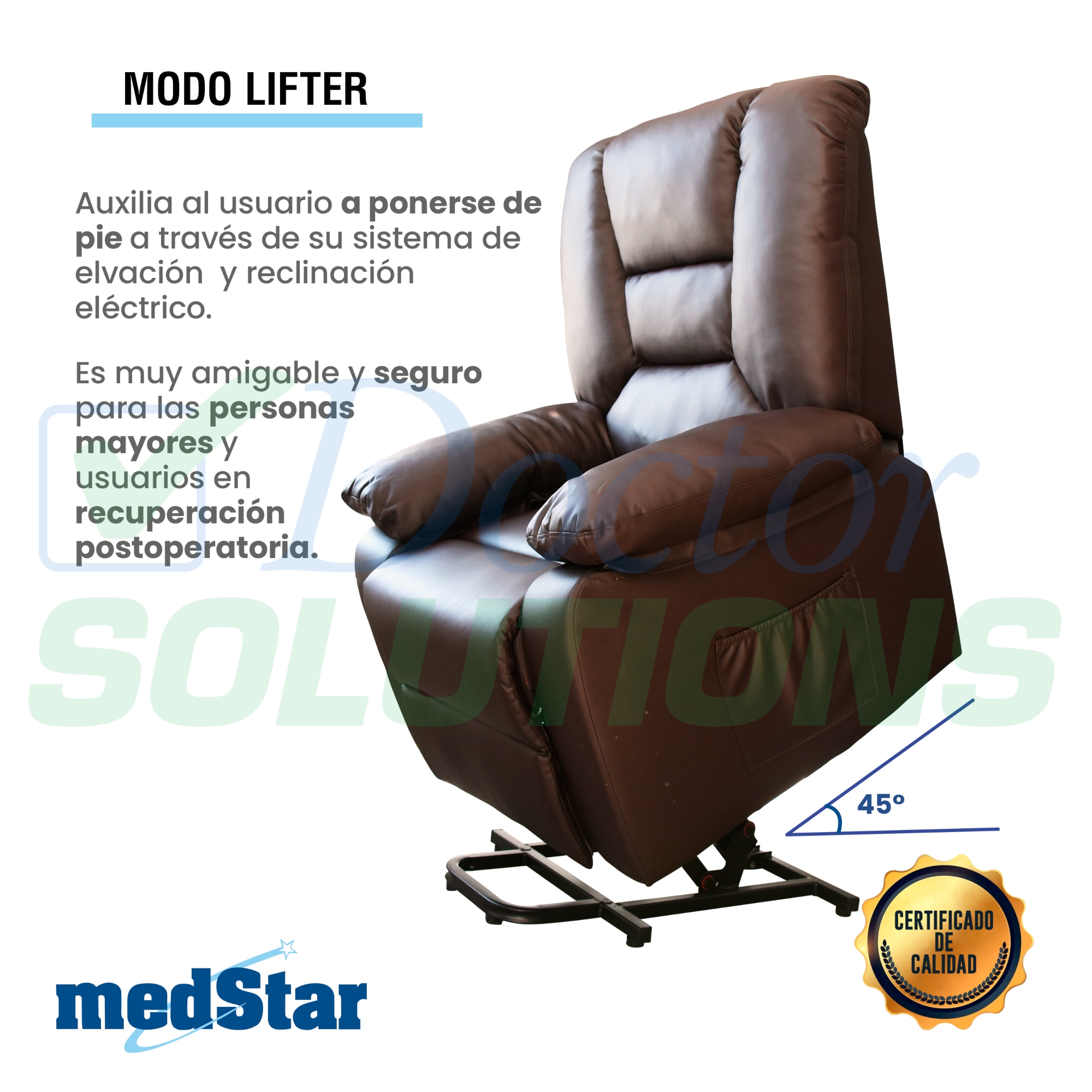 Foto 8 pulgar | Sillón de Masaje Eléctrico Reclinable MedStar con Calefacción color Café