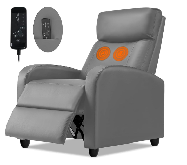 Sillón Reclinable Individual Gris Bluelander