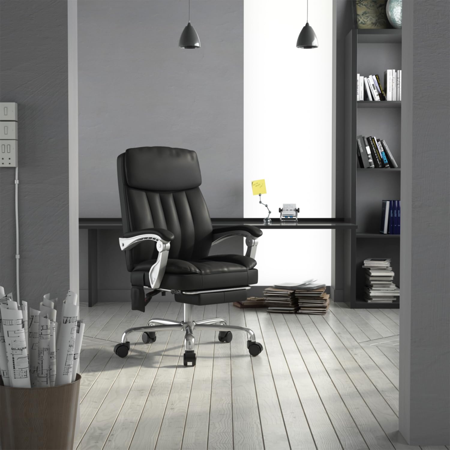 Foto 2 | Silla de Oficina Eceol Negra