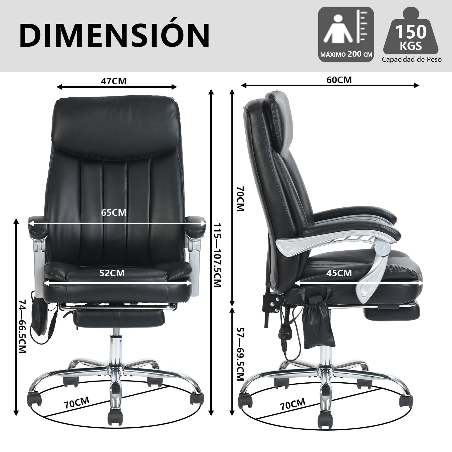 Foto 4 pulgar | Silla de Oficina Eceol Negra