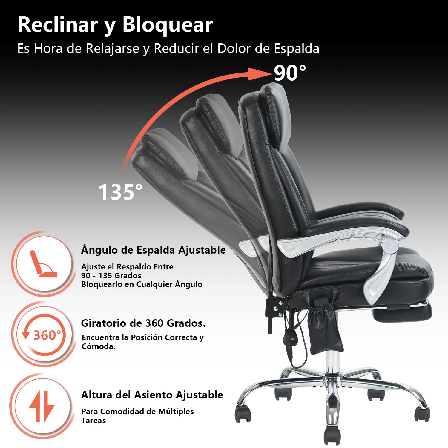 Foto 6 pulgar | Silla de Oficina Eceol Negra