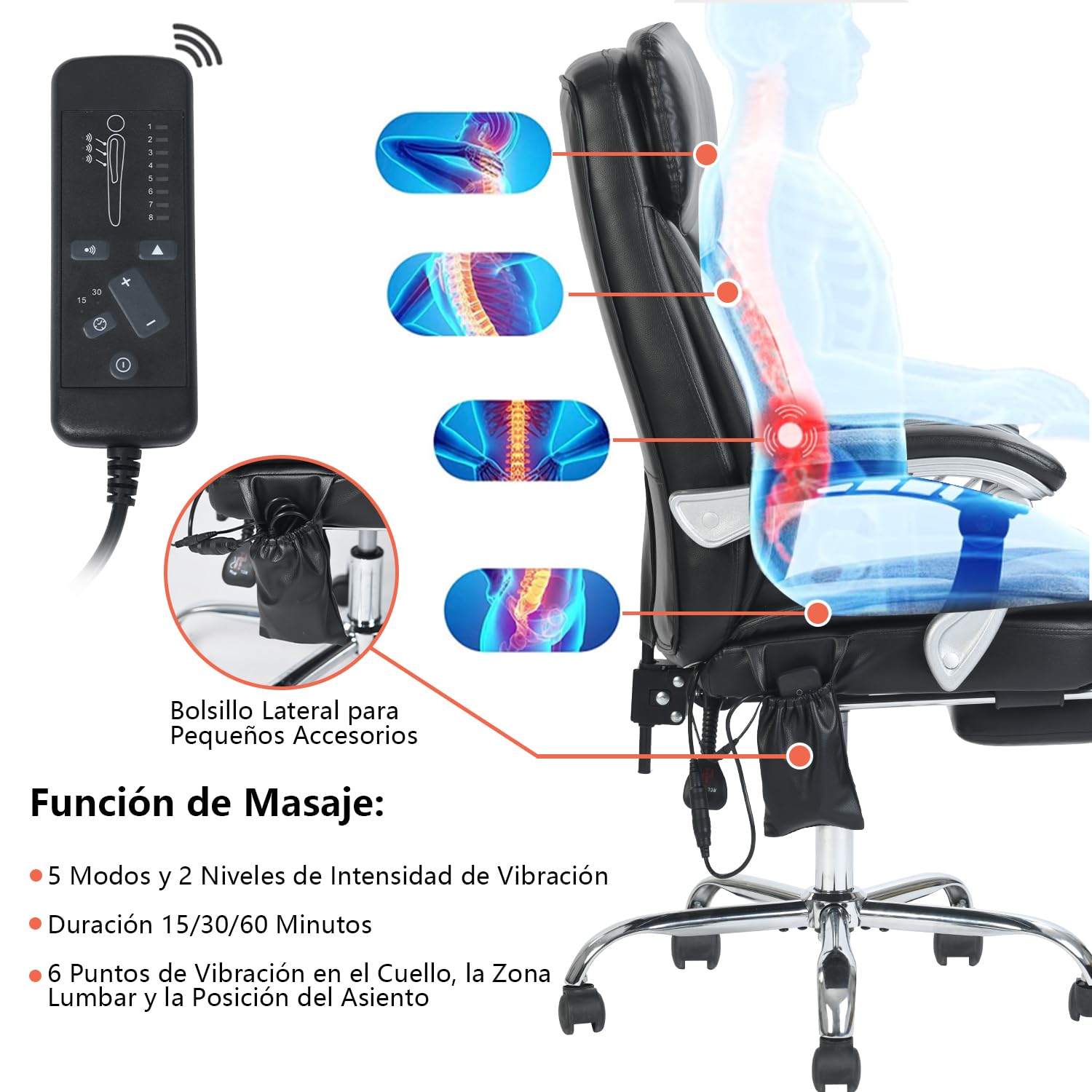 Foto 7 pulgar | Silla de Oficina Eceol Negra
