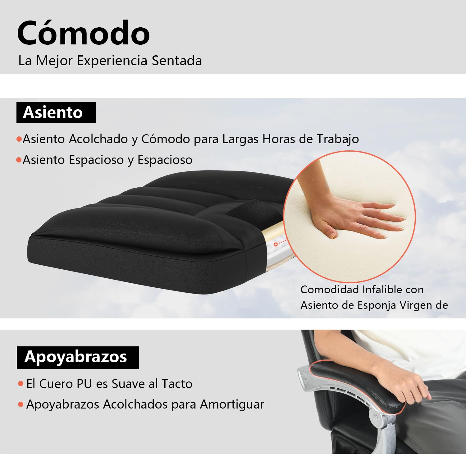 Foto 9 pulgar | Silla de Oficina Eceol Negra