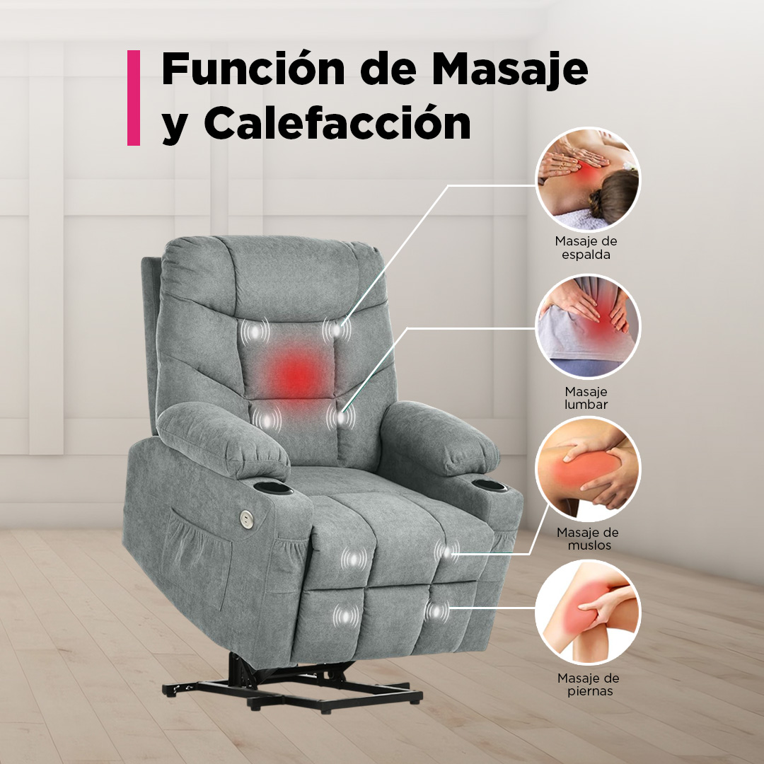 Foto 4 pulgar | Sillon Reposet Electrico  Reclinable Con Masaje  Weimar Gris