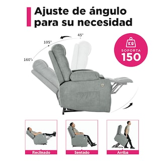 Foto 4 | Sillon Reposet Electrico Reclinable Con Masaje Weimar Gris