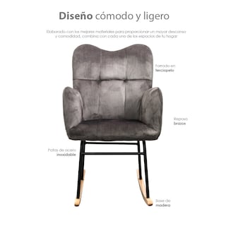 Foto 8 | Silla Mecedora Iliosinnova London color Gris