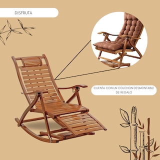 Foto 2 | Silla Mecedora de Bambú Komfort Plegable