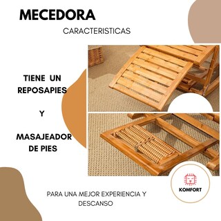 Foto 3 | Silla Mecedora de Bambú Komfort Plegable