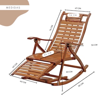 Foto 4 | Silla Mecedora de Bambú Komfort Plegable