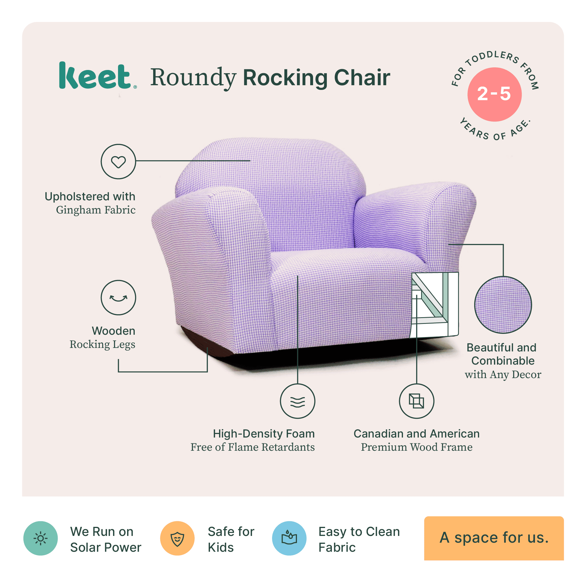 Foto 5 pulgar | Sillon Mecedora Con Patas Mecedoras De Madera Solida