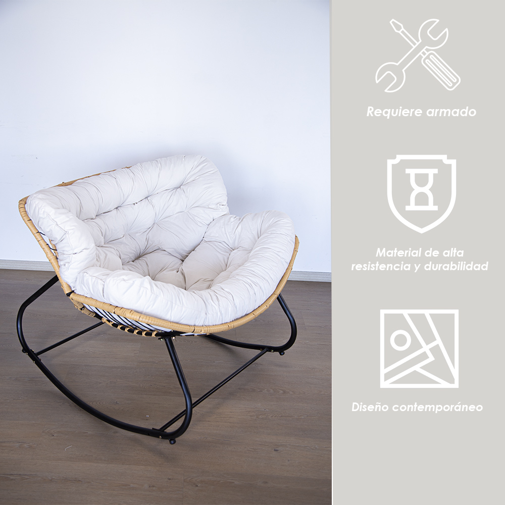 Foto 4 pulgar | Ilios Innova | Silla Mecedora Acojinada Moderna Con Cojín