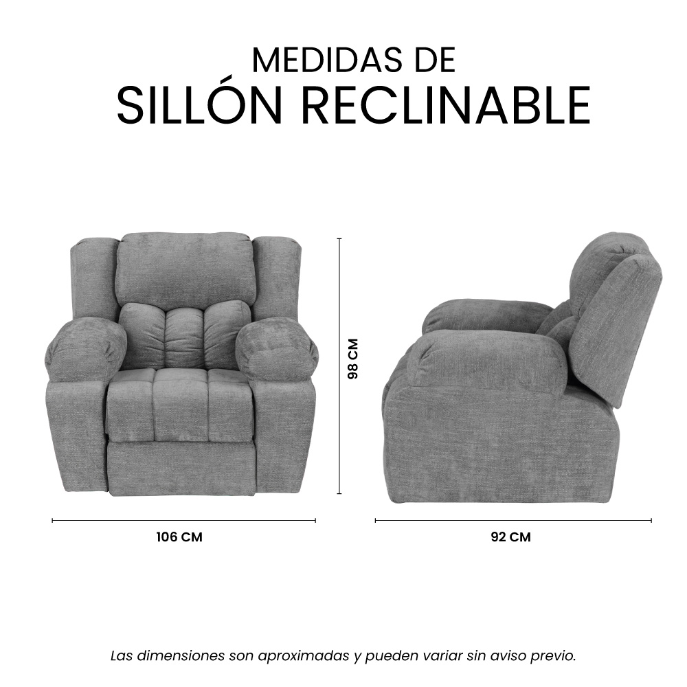 Foto 8 pulgar | Sillón Trinity Rexons Reclinable Mecedora Color Gris Oscuro