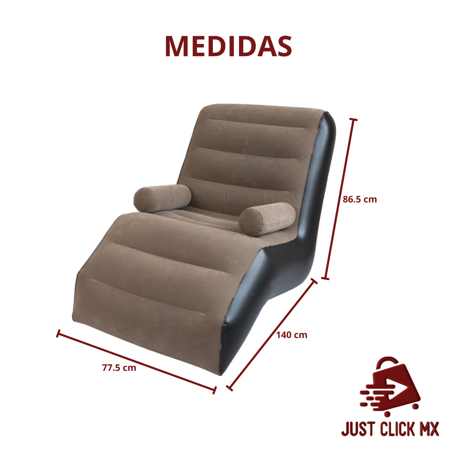 Foto 4 pulgar | Sofá Inflable Reclinable JustClick MX Café