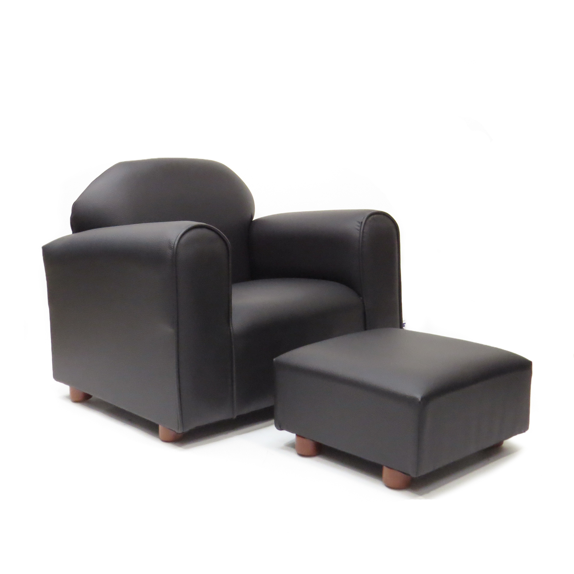 Foto 3 pulgar | Sillón Keet Vynil Brown con Banco Ottoman