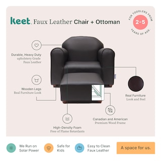 Foto 5 | Sillón Keet Vynil Brown con Banco Ottoman