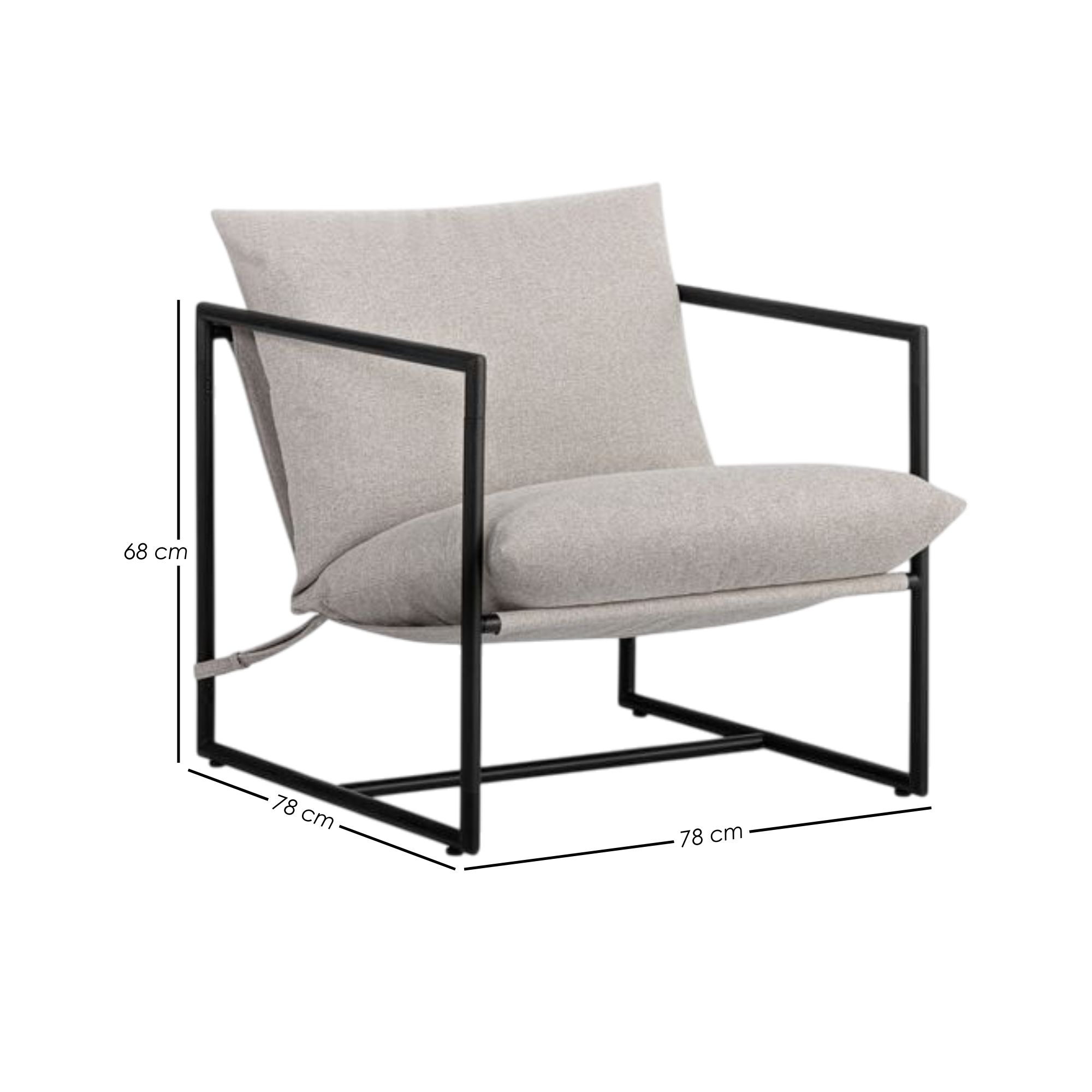 Foto 3 pulgar | Ilios Innova |  Silla De Acento Kyo Gris, Estilo Industrial Minimalista, Estructura Metálica Negra Con Cojines Acolcha