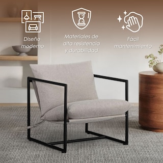 Foto 3 | Ilios Innova | Silla De Acento Kyo Gris, Estilo Industrial Minimalista, Estructura Metálica Negra Con Cojines Acolcha