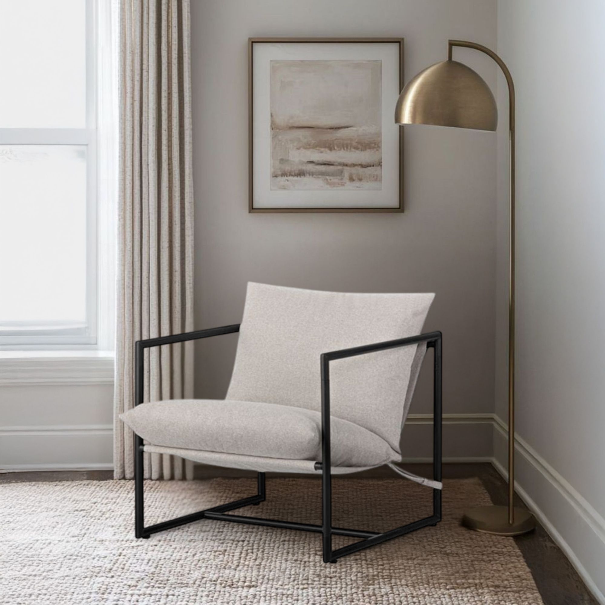 Foto 6 pulgar | Ilios Innova |  Silla De Acento Kyo Gris, Estilo Industrial Minimalista, Estructura Metálica Negra Con Cojines Acolcha