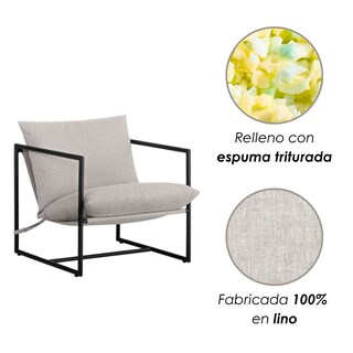Foto 6 | Ilios Innova | Silla De Acento Kyo Gris, Estilo Industrial Minimalista, Estructura Metálica Negra Con Cojines Acolcha