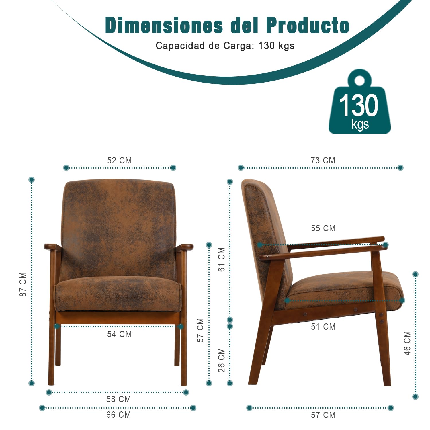Foto 4 pulgar | Silla de Madera FurnitureR Bruqax Marrón