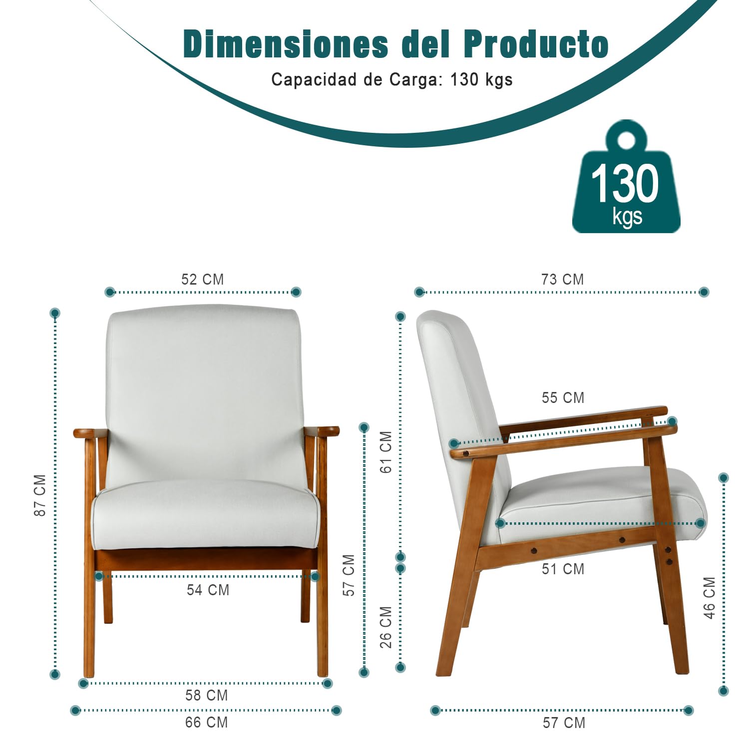 Foto 3 | Silla Decorativa Furniturer Bruqax Beige 60 X 62 X 87.5 Cm