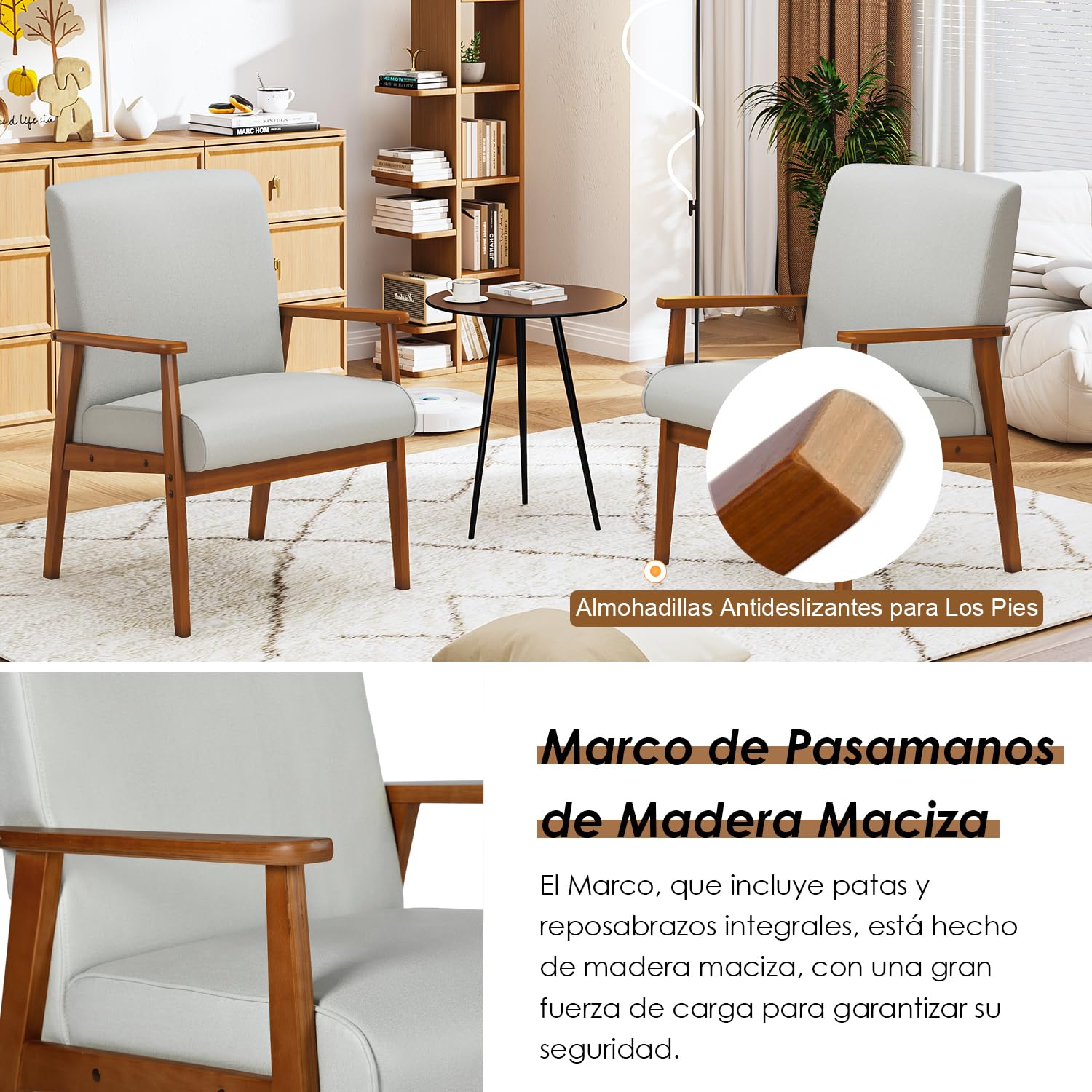 Foto 7 | Silla Decorativa Furniturer Bruqax Beige 60 X 62 X 87.5 Cm