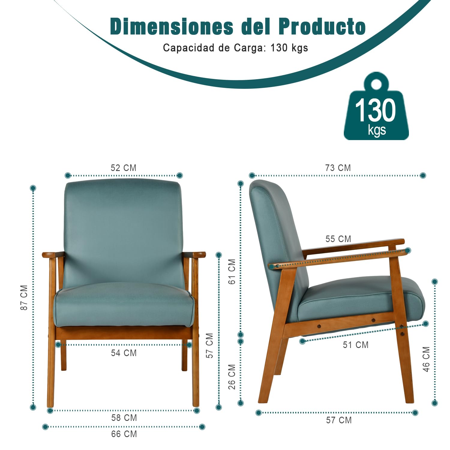 Foto 4 pulgar | Silla Decorativa Furniturer Bruqax Verde 60 X 62 X 87.5 Cm