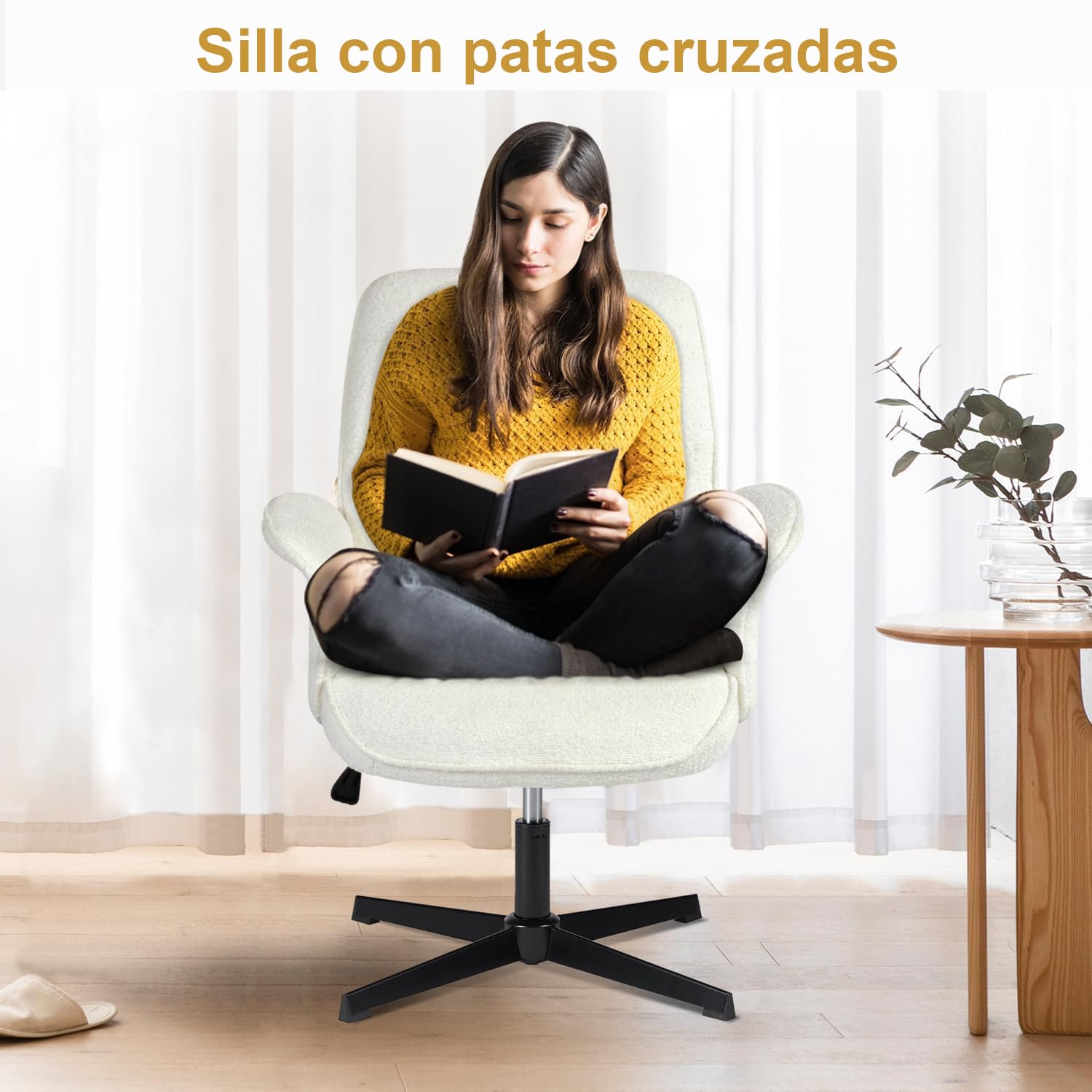 Foto 6 pulgar | Silla FurnitureR Thomasina Blanca