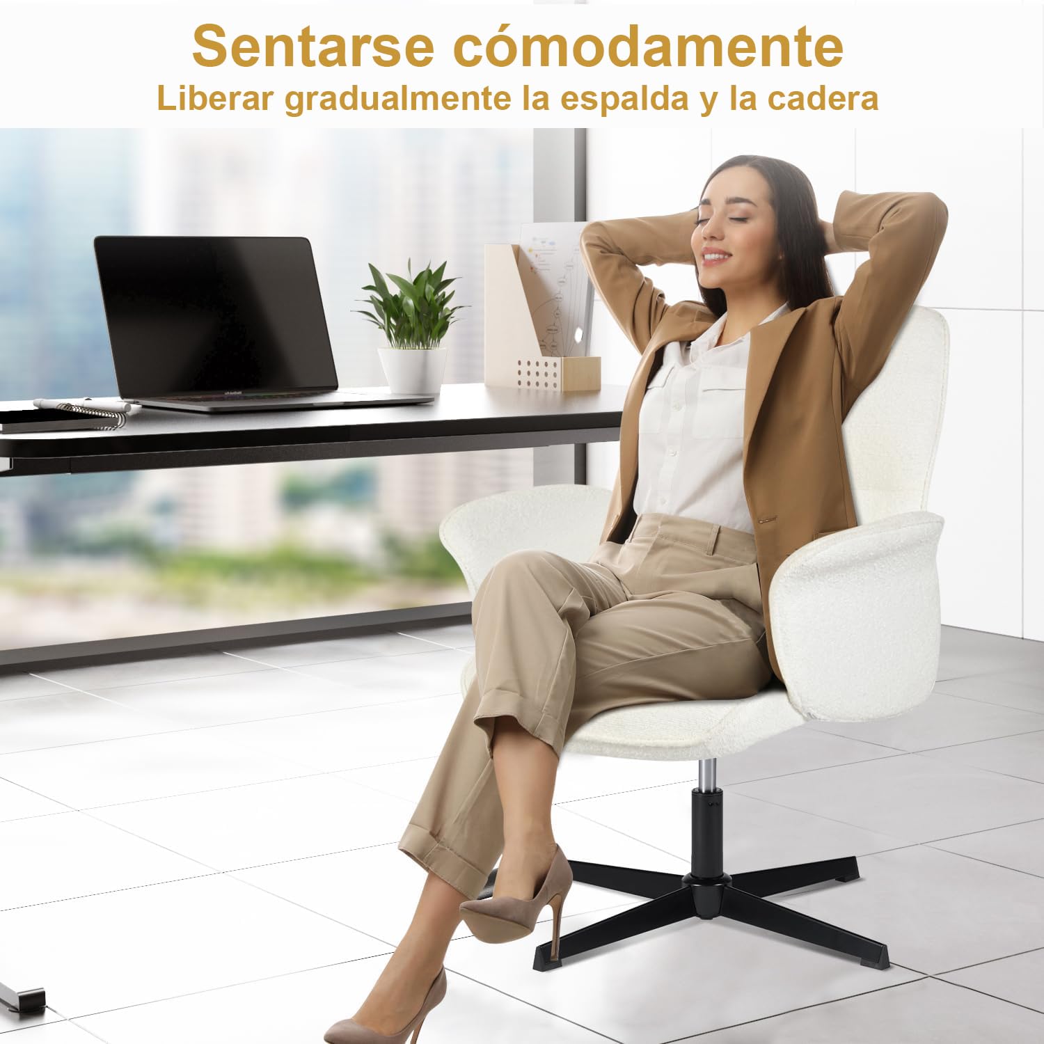 Foto 7 pulgar | Silla FurnitureR Thomasina Blanca