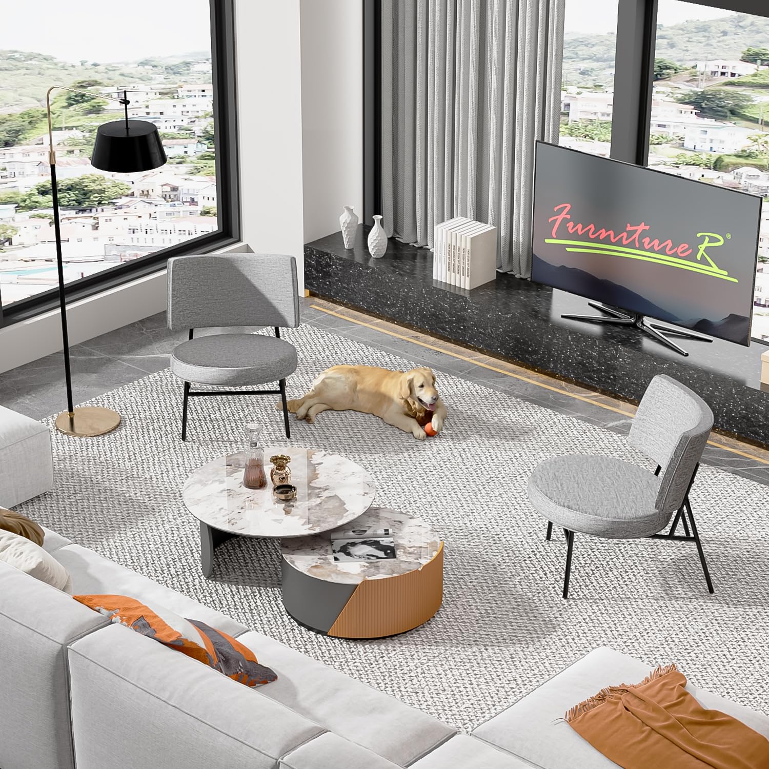 Foto 9 pulgar | Silla Decorativa Furniturer Herchel Gris