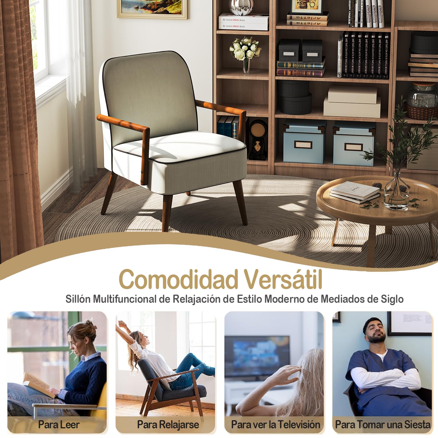 Foto 7 pulgar | Silla Decorativa Furniturer Doggy Beige