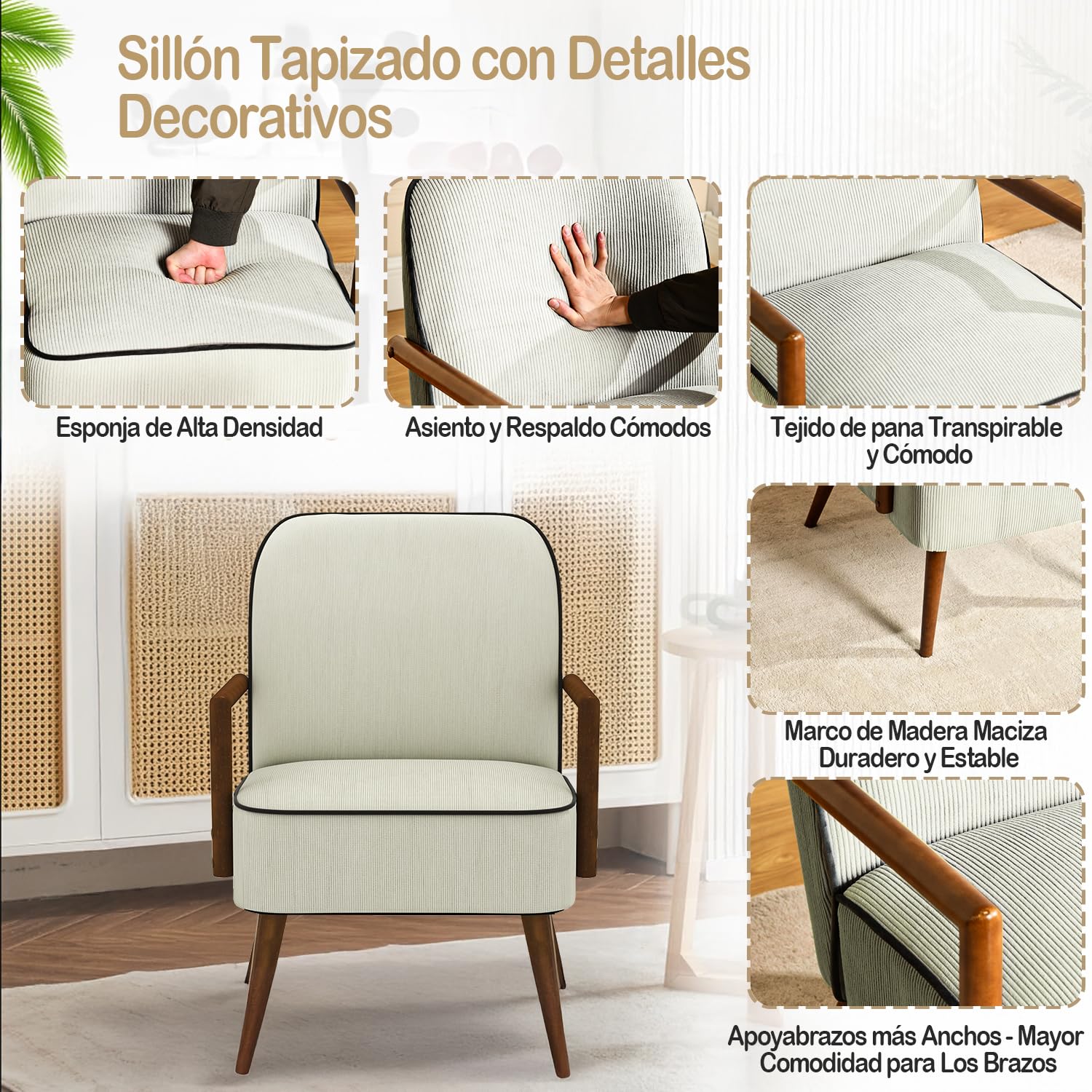 Foto 8 pulgar | Silla Decorativa Furniturer Doggy Beige